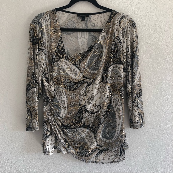 Dress Barn Tops - Dress Barn Black and Gold Paisley Blouse